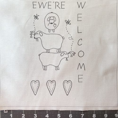 Ewe’re welcome stitchery panel