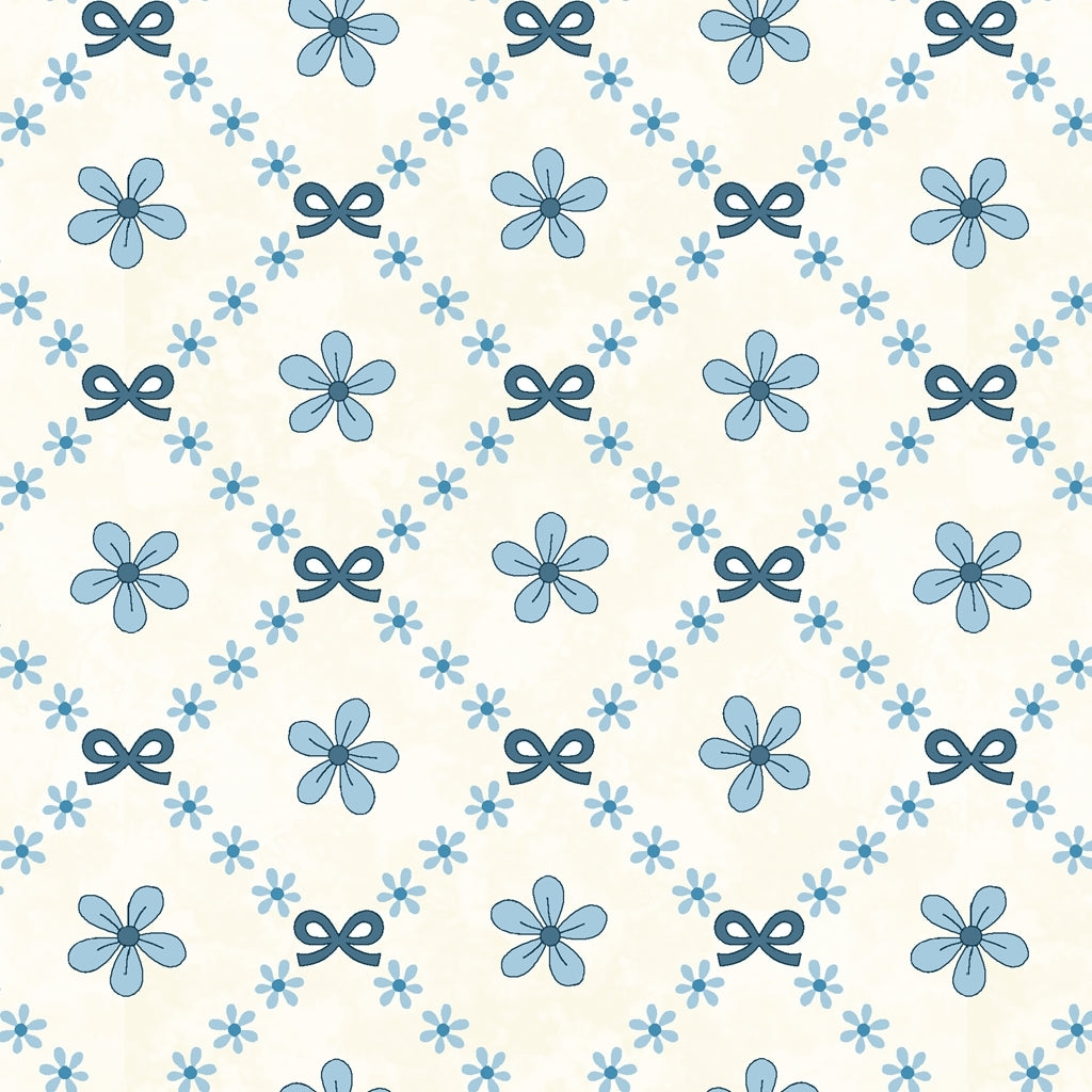 Pocketful of Posies fabric- blue stripe - Image 2