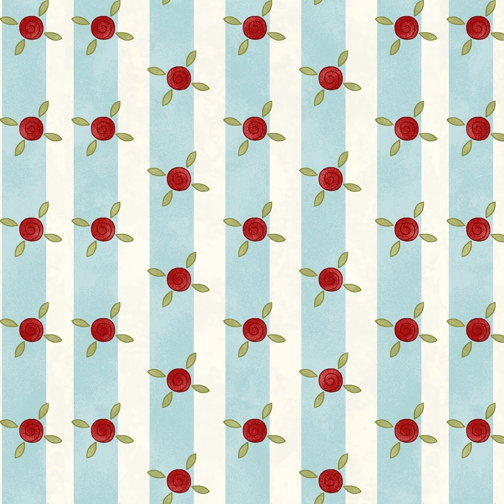 Pocketful of Posies fabric- blue stripe